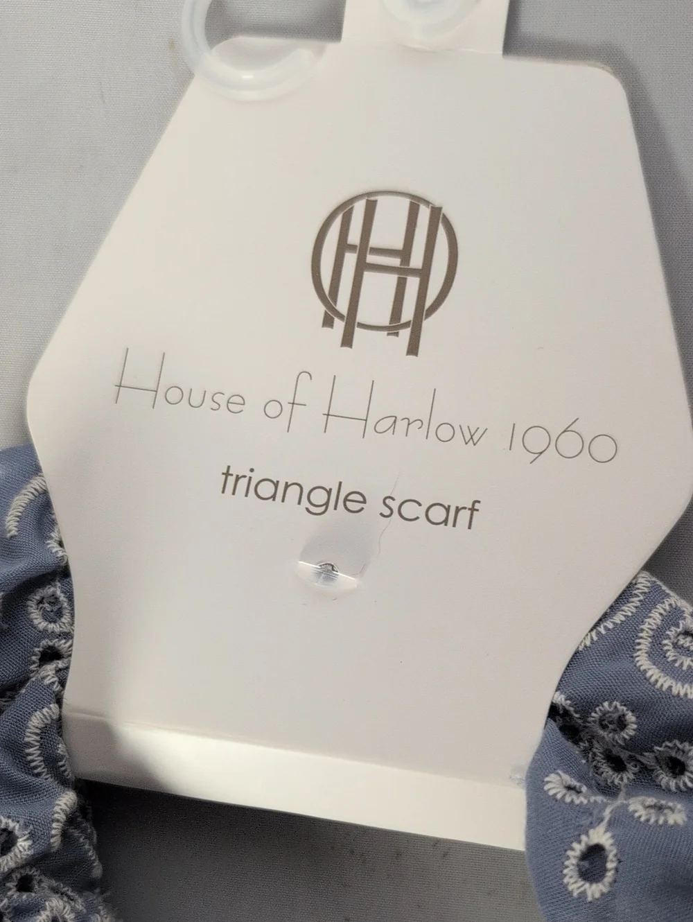 House of Harlowe 1960 Blue Eyelet Triangle Scarf
